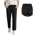 thumbnail image 4 of ZLBDYG Linen Pants Girls High Waist Carrot Straight Leg Summer Bottoms Teen Kids Drawstring Ankle Length Tapered Trousers Slacks, 4 of 6