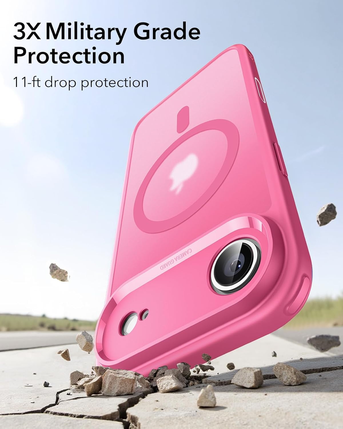 CRKMGS-for iPhone Air Case, Camera Control, Compatible with MagSafe, Shockproof Military-Grade Protection, Magnetic Phone Case for iPhone 17 Air Case, Frosted Pink