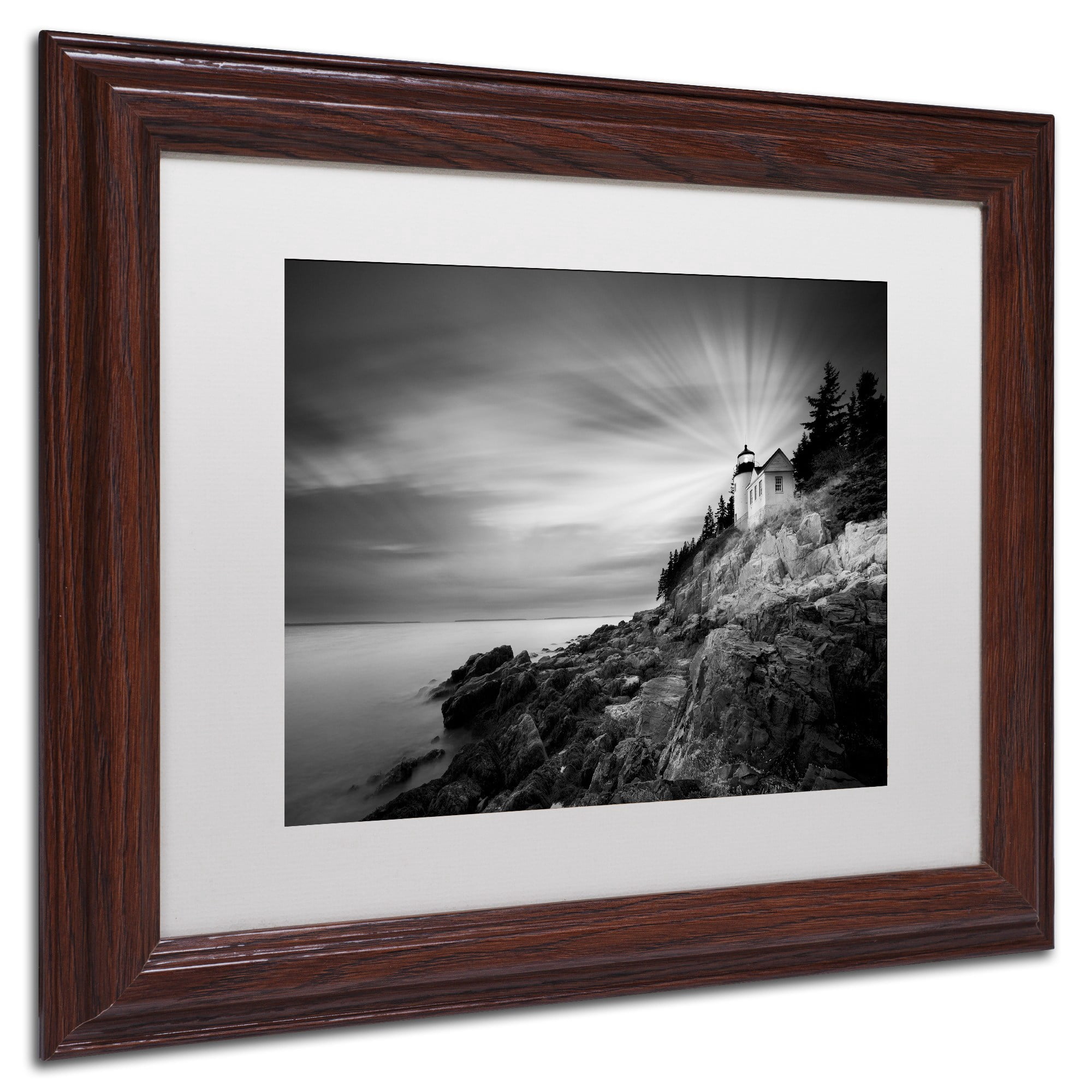 Moises Levy 'Bass Harbor Lighthouse' Matted Framed Art