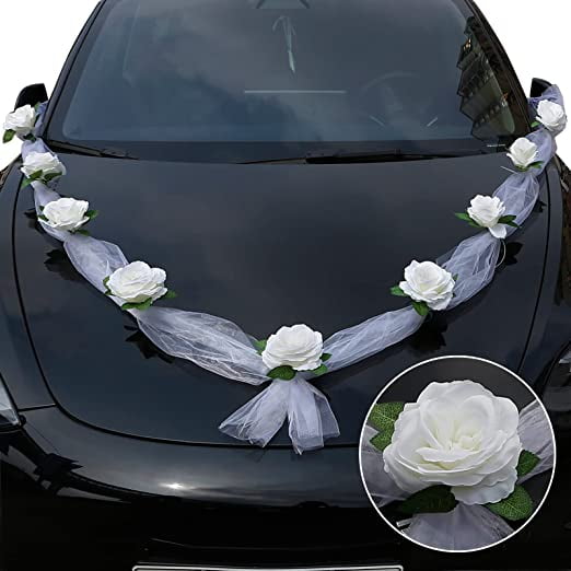 Décoration de voiture de mariage fleur poignées de porte