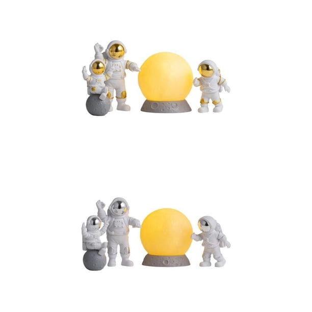 de Estatuillas de astronauti de 4 Piezas, Decoración para hogar, Estatua de Sstronaut Bonita, Decoración de Escritorio, Amarillo Plateado+ D Sunnimix Estatuilla de estatua de astronauta
