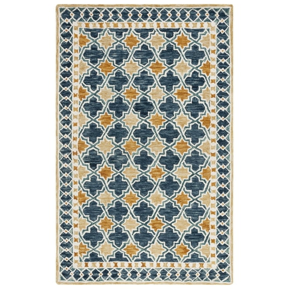 SAFAVIEH Aspen Joshua Geometric Area Rug, Navy/Yellow, 5' x 8'
