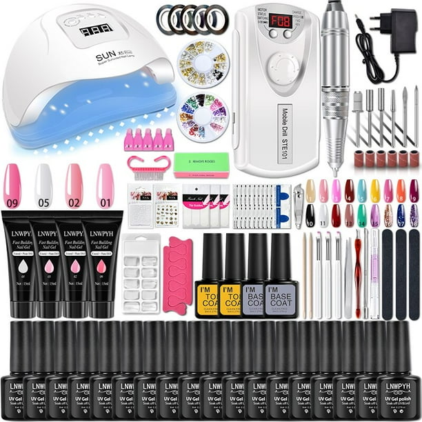 Kit de uñas acrílicas con secador de lámpara, juego de manicura profesional para arte de uñas, barnices acrílicos, Kit de gel, máquina pulidora de uñas, herramientas de manicura de salón
