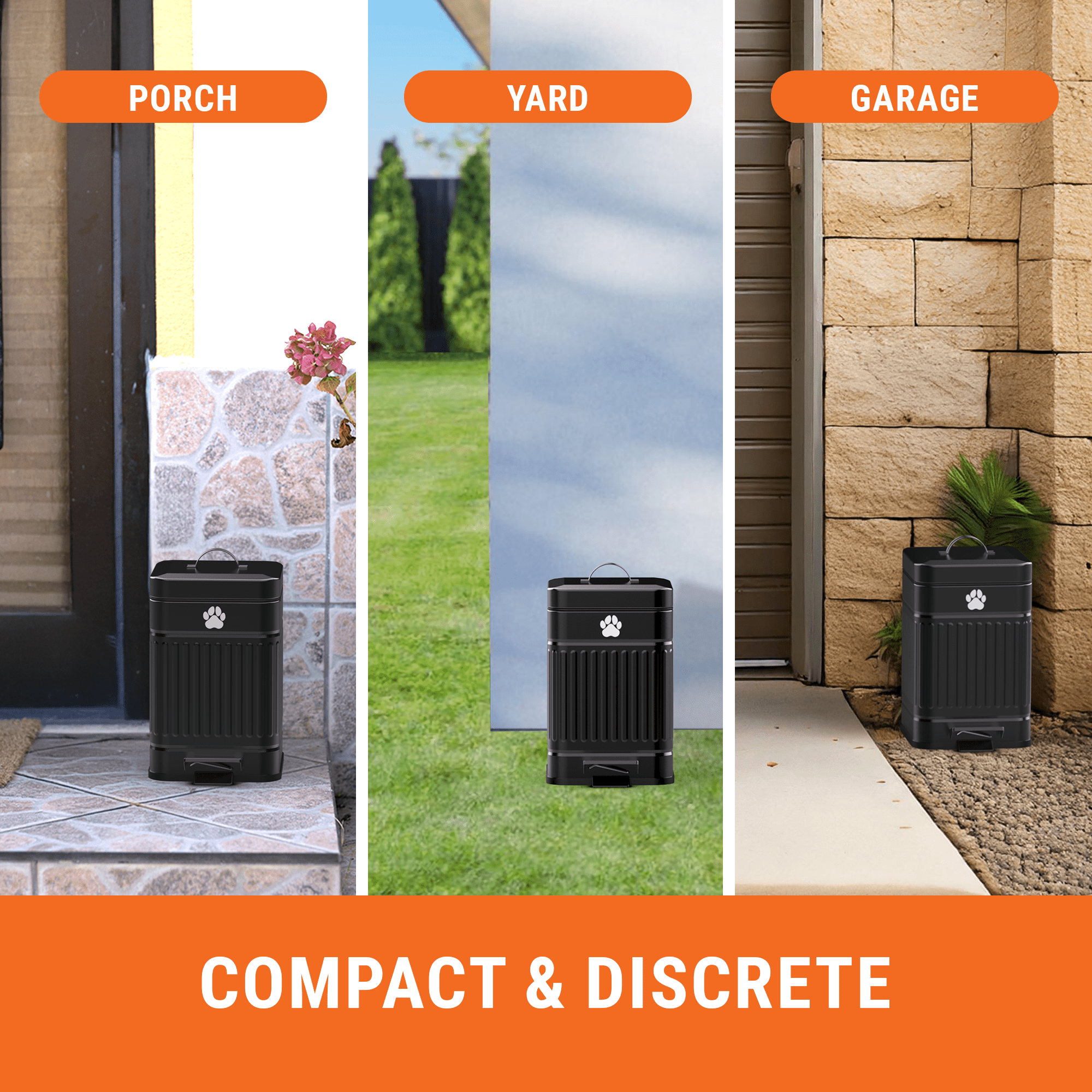 Pupzle Dog Poop Trash Can Outside, Trash Can for Dog Poop, 1.3 Gal, Black