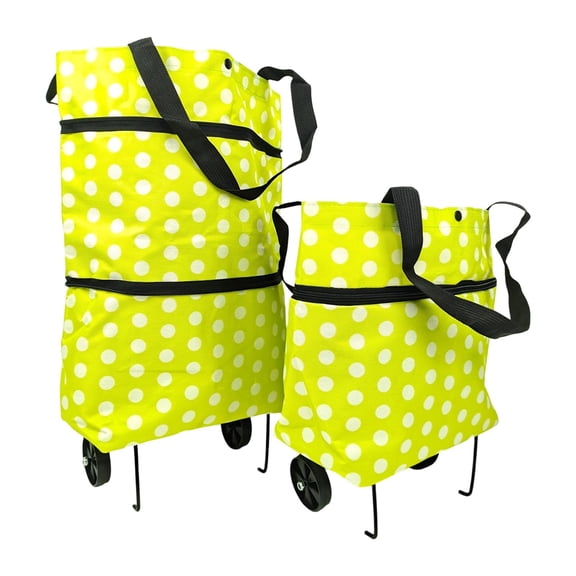 2-in-1 Foldable Shopping Bag with Wheels, 23 Liters Portable Shopping Cart,Waterproof Oxford Fabric, Foldable Grocery Bag for Shopping, Travel