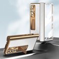 thumbnail image 1 of TECH CIRCLE For Samsung Galaxy Z Fold 3 Built-in Tempered Glass Front Film Case,Luxury Lychee Pattern PU Magnetic Kickstand Hinge Anti-Scratch Full Protection Cover with S Pen Holder.Gold&Silver, 1 of 8