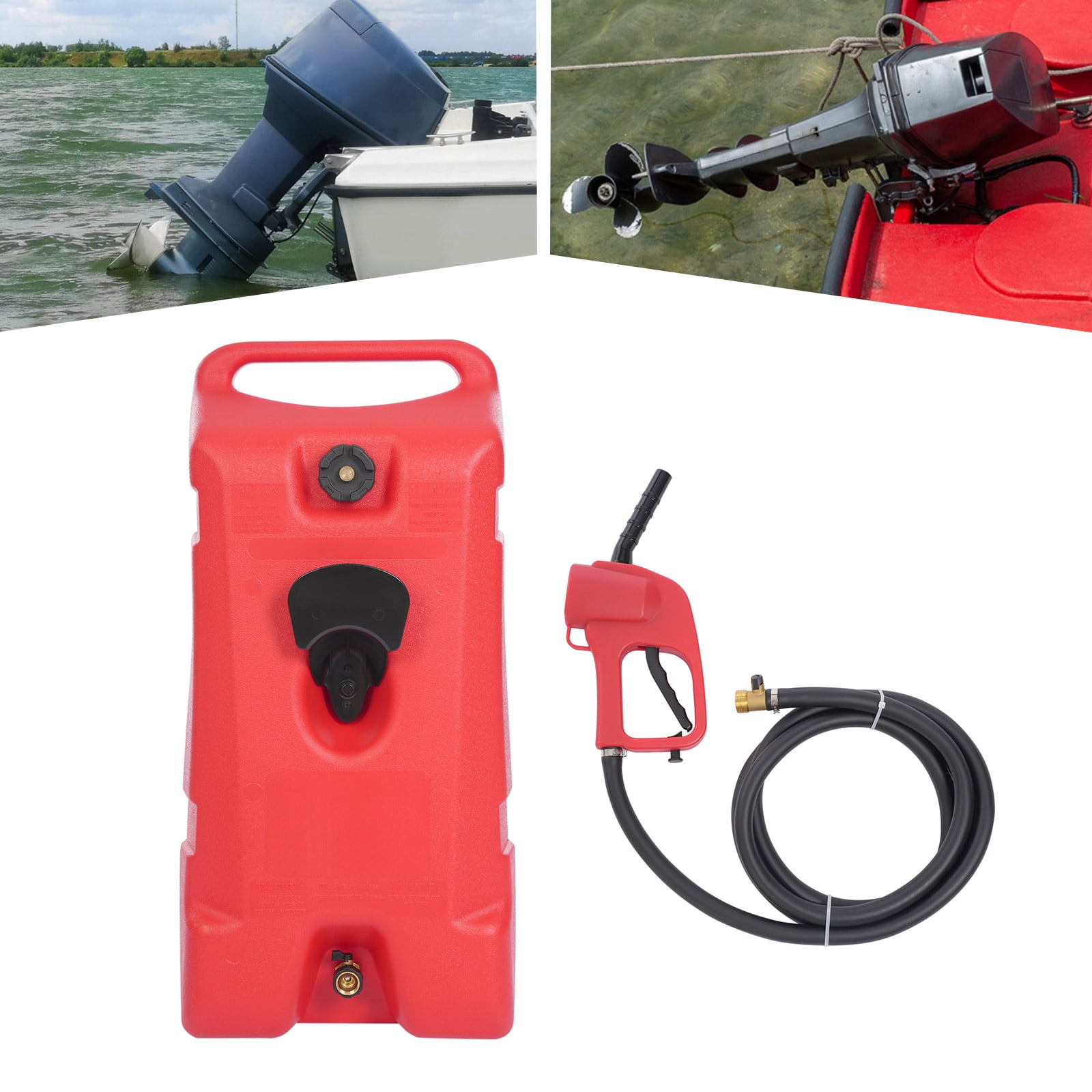Wildnix 53L Portable Fuel Tank with Hose Bracket, Fuel Gun, and Child Lock for Safe and Convenient Fueling, Red HDPE Construction for Durability