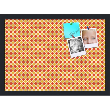 PinPix 21x15 Custom Cork Bulletin Board Red - Orange Diamond Poster Board Has a Fabric Style Canvas Finish Framed in Red - Orange Diamond by ArtToFrames (PinPix-331)