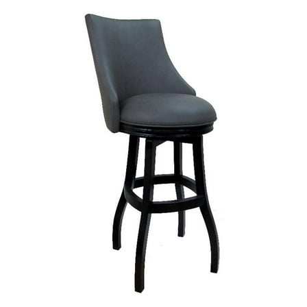Swivel Wood Bar Stool 30" - Bellissima - Grey Vinyl - Black