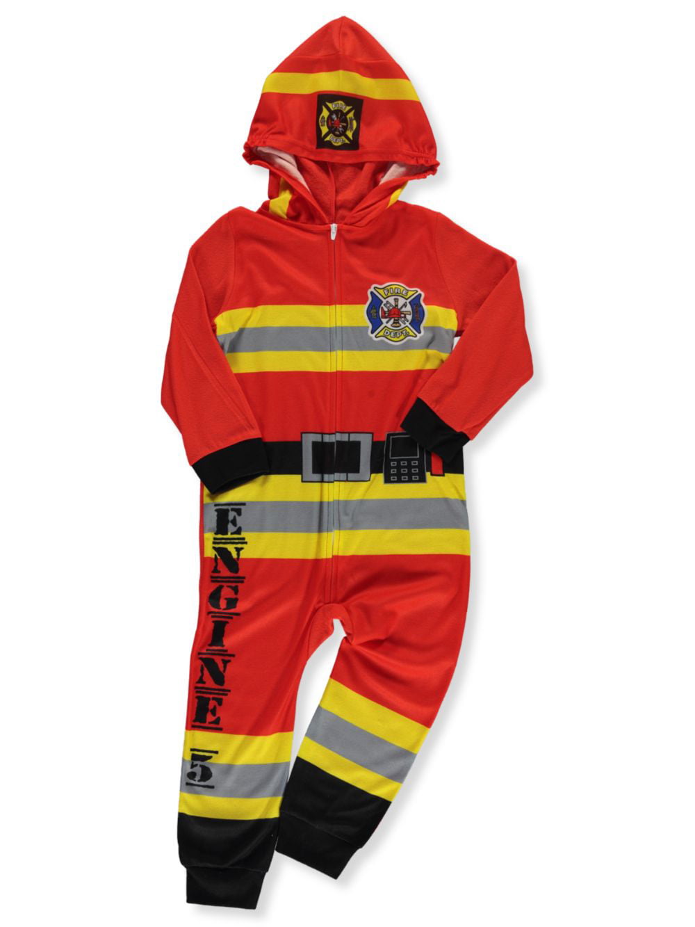 NWT Boys 4-12 Yellow Red Fireman Firefighter Pajamas Pajama Set Costume 