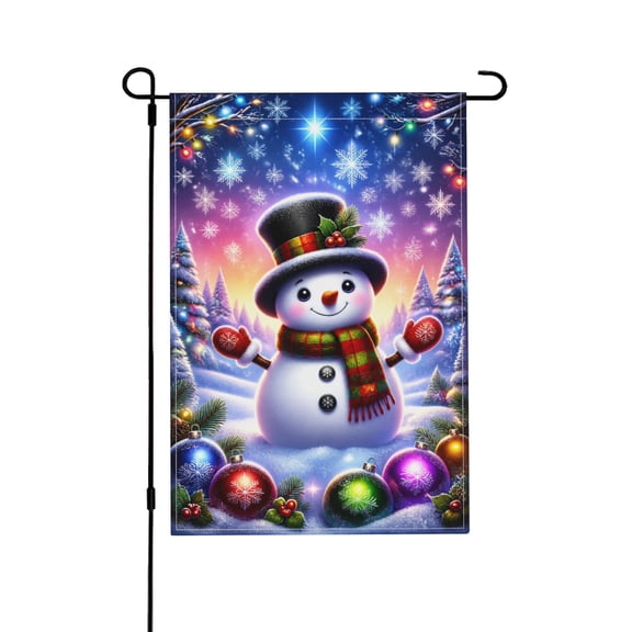 Winter Snowman Double Sided Garden Flag For Holiday Yard Outdoor Decoration 12x18 in