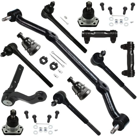 Detroit Axle - Front Center Link, Idler Arm, Inner and Outer Tie Rods w/Adjusting Sleeves, Upper and Lower Ball Joints for 1982-1995 Chevy Chevrolet S10 Blazer - 12pc Set
