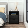 thumbnail image 5 of Prepac Studio Essentials Nightstand Bedside Table, Black Nightstand for Bedroom, End Table with 2 Drawers and Open Shelf 16" D X 21.25" W x 26.25" H, BDNR-2102-1, 5 of 11