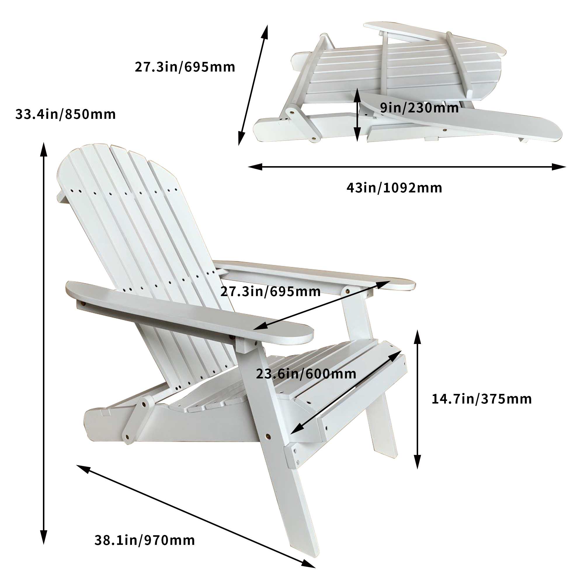 Sunshine Wheat Adirondack Chair Lawn and Folding Chair Weather Resistant Patio Chair Outdoor Chairs Patio Seating Fire Pit Chairs Wood Chairs for Adults Yard Garden.