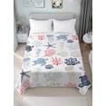 thumbnail image 4 of Blue Red Coastal Flat Sheets Only Twin XL Size, Soft Breathable Bed Top Sheets for Mattress, Nautical Summer Beach Coral Sea Turtle Luxury Bedding Flat Sheets for Home Hotel Bedroom Bed Protection, 4 of 9