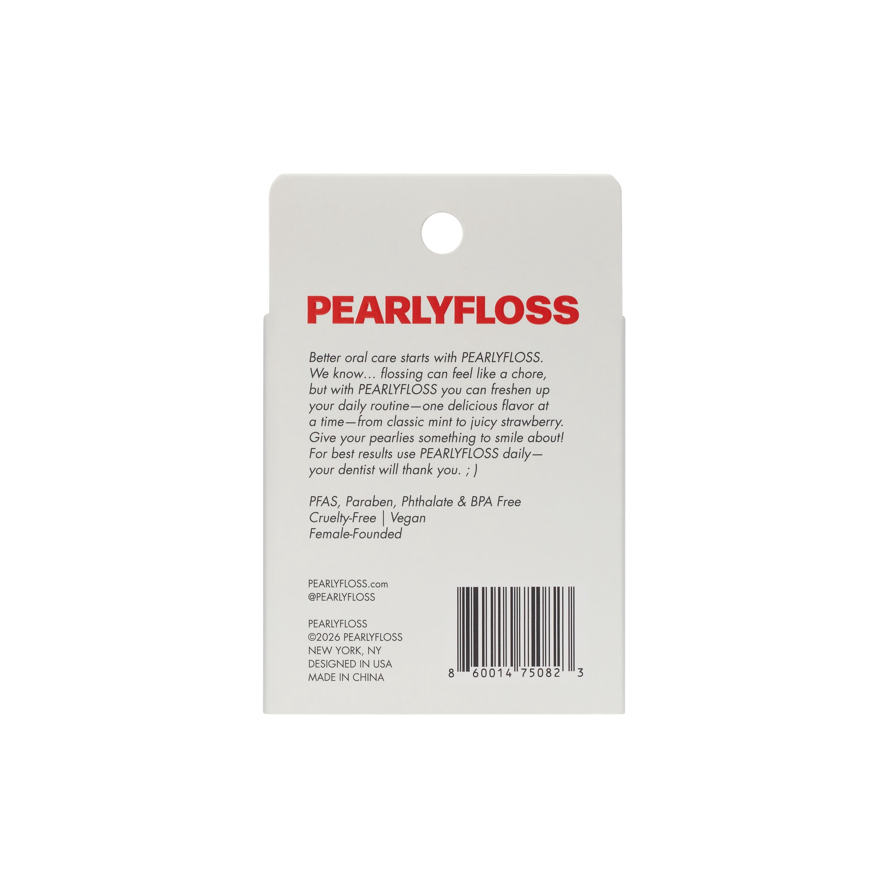 PearlyFloss Strawberry Dental Floss, 33 Yards