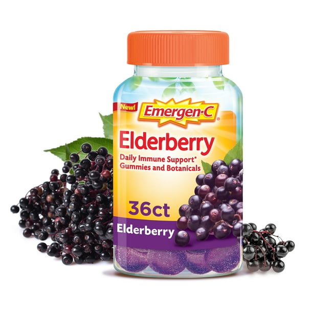 EmergenC Vitamin C Immune Support Supplement Gummies, Elderberry 36 Ct