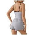 thumbnail image 2 of Womens Pajama Sets Solid Color Ruffled Sexy Spaghetti Strap Camisole With Shorts Casual Two Piece Pajamas For Women Set Sleepwear Daily-Wear,Grey,S, 2 of 9