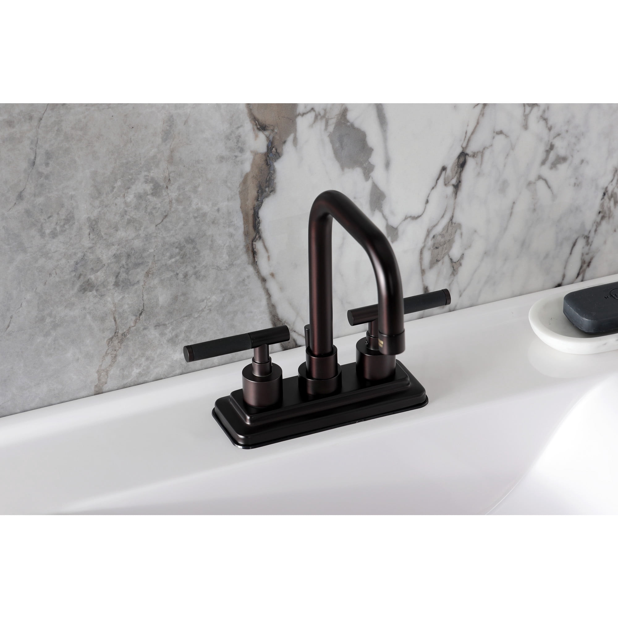 Kingston Brass KS6645CKL Double-Handle 3-Hole Deck Mount 4-Inch Centerset Bathroom Faucet with Brass Pop-Up in Oil Rubbed Bronze