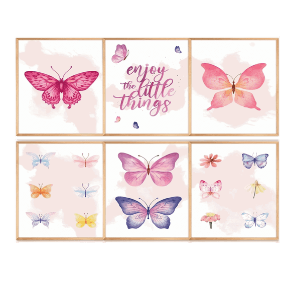 Watercolor Butterfly Wall Art Decor Poster Motivational Quotes Wall Poster for Bedroom Living Room 8x10 in Unframed Set of 6