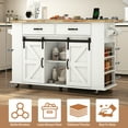 thumbnail image 4 of ANPOO Large Rolling Kitchen Island Table on Wheels with Drop Leaf, Barn Door Kitchen Island Table with Storage Cabinet and Tower Rack, Island Table for Kitchen, 4 of 9