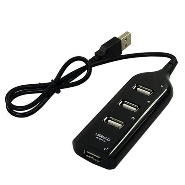 WDOplteas Hub USB 2.0 4 Puertos Con Cable 1.6 Pies para PC Flash Drive Mobile HDD (negro)
