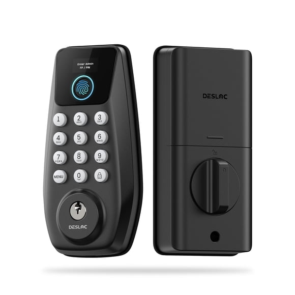 DESLOC C110 Fingerprint Keyless Entry Door Locks, Front Door Smart Lock Deadbolt with 2 Keys, Auto-Lock, Backlit Keypad, 12 Months Battery, IP54 Wate