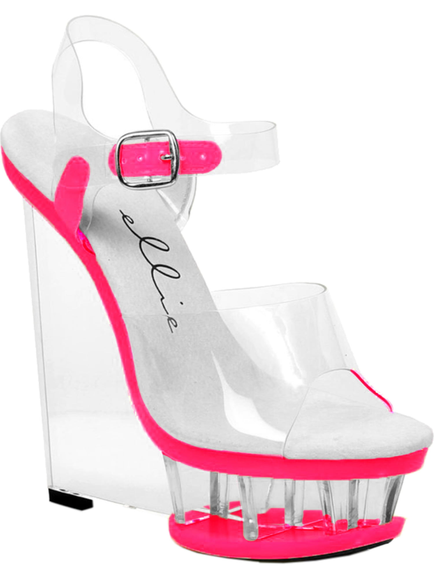 neon pink clear heels