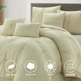 thumbnail image 2 of Lanco 7 Piece Beige Comforter Set California King Size, Elastic Embroidery Bedding Set, Solid Color, Home Decor, Matching Bedskirt, Pillows & Shams, 2 of 7