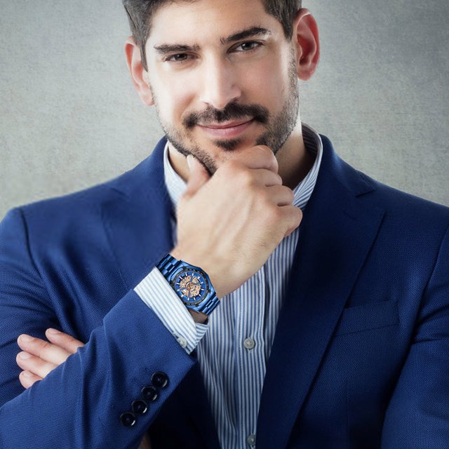 WIFKLSIIPG Business Quartz Watch for Men Metallic Craftsmanship High Tech Transparent Dial Sapphire Like Skeleton Design Modern Function Quartz