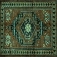 thumbnail image 1 of Ahgly Company Machine Washable Indoor Square Persian Turquoise Blue Traditional Area Rugs, 4' Square, 1 of 4