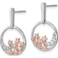 thumbnail image 2 of 14K Two-Tone Moon And Stars Circle Diamond Post Earrings (Width 13.75) (Length 23.2) - Jbsp, 2 of 5