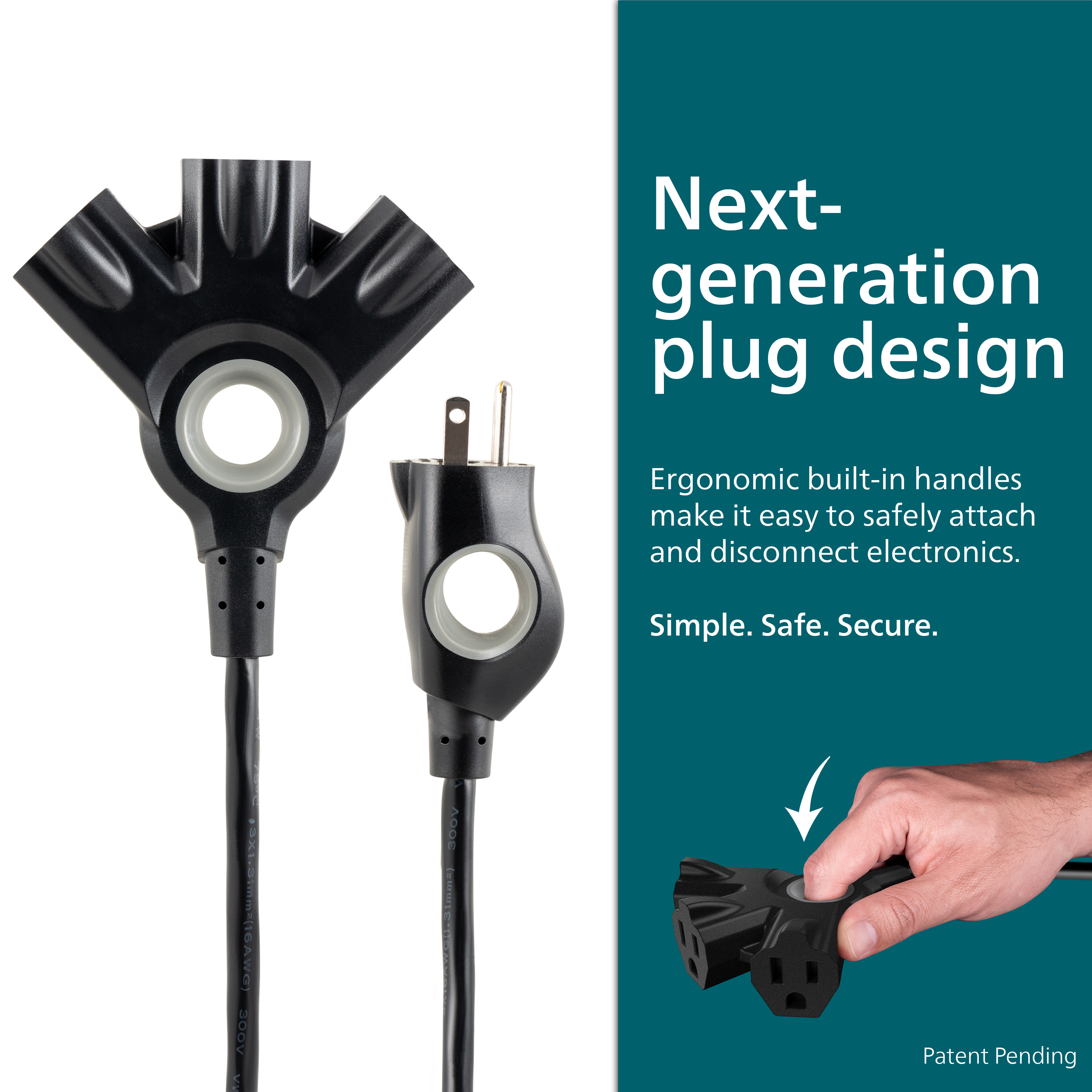 Philips EZGrip 25 ft Outdoor Extension Cord, 3-Outlet, Black photo 6