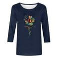 thumbnail image 4 of HOMBOM Womens Easter Shirts Navy 3/4 Sleeve Casual Tops Round Neck Happy Easter Summer Tops XL, 4 of 5