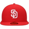 thumbnail image 2 of Men's New Era Red San Diego Padres White Logo 59FIFTY Fitted Hat, 2 of 5