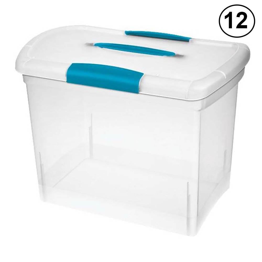 Sterilite Large Nesting ShowOffs Portable Clear File Box with Latches