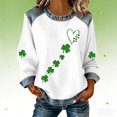 thumbnail image 2 of St Patrick's Day Sweatshirt for Women, Irish Shamrock Print Funny Graphic Pullover, Long Sleeve Crewneck Patchwork Casual Top, St Patty's Gift(White,M), 2 of 4