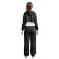 thumbnail image 2 of Haitryli Big Girls Long Sleeve Cropped Hoodie Sleeveless Tank Tops with Sweatpants Set 3 Piece Workout Clothes Set Black 7-8, 2 of 5