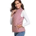 thumbnail image 4 of Fuinloth Women Quilted Vest, Stand Collar Lightweight Zip Padded Gilet Outerwear Coats Pink S, 4 of 5