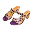 thumbnail image 4 of Samdudou Sandals for Women Open Toe Chunky Block Metallic Heel Slip On Slides Dazzling Oversized Gem Rhinestone Embellished Straps Dressy Evening Party Shoes, 4 of 7