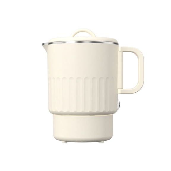 0.8L Portable Travel Electric Kettle, 600W/300W Dual Heat, 304 Stainless Steel Interior, Folding Handle, Detachable Base, White, Aenaeder
