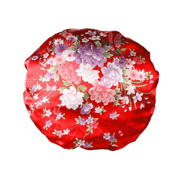 Minnieouse Gorro de dormir para mujer, gorro de satén elástico de banda ancha para cubrir la cabeza, calentador del cuero cabelludo, Sombreros rojo M(56-58cm)