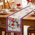 thumbnail image 5 of 250th Anniversary Floral Table Runner 108 Inches, Red Blue Stars 4th of July Rustic Bed Runner Dresser Scarves Tabletop for Indoor Outdoor Parties/Ceremony/Banquet, 13"x 108", 5 of 9