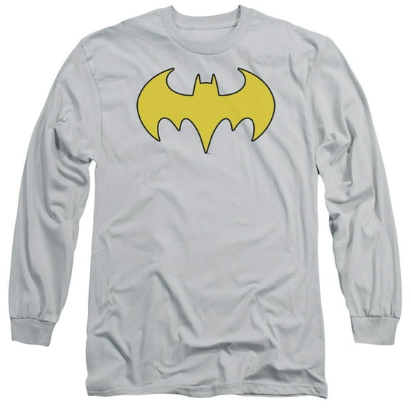 DC Comics Bat Girl Logo Long Sleeve Adult 18/1 T-Shirt Silver