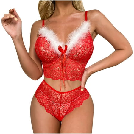 

Womens Sexy Christmas Lace See Through Net Yarn Lingerie Sexy Lingerie Pajamas Suit Women Sexy Naughty Lace Strappy Teddy Babydoll Exotic Lingerie A617-21857
