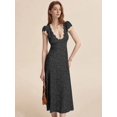 thumbnail image 4 of Women Summer Dresses Deep V Neck Polka Dot Prined Splice Lace Dress Elegant for Party Black XL, 4 of 9