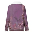 thumbnail image 4 of Winter Coats for Women Sherpa Lined Thick Warm Overcoat Printed Notch Lapel Collar Plush Jacket Outerwear (L, Purple), 4 of 5