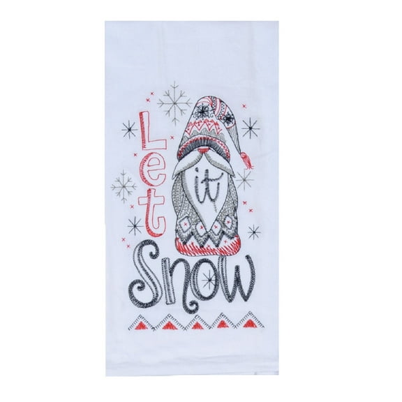 Nordic Gnome Let is Snow Winter Holiday Kitchen Flour Sack Towel