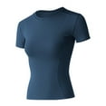 thumbnail image 4 of Women's Short Sleeve T Shirts Going Out Tops Short Sleeve T Shirt Short Sleeve Womens Swim Shirt Short Sleeve Athletic Top Neck Top for Women Long Sleeve T Shirts Women Wide Stripe Shirt Womens Casual, 4 of 4