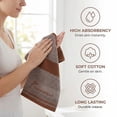 thumbnail image 4 of Unique Bargains Ear of Wheat Stripe Cotton Soft Absorbent Hand Towel Brown 2pcs 29" x 13", 4 of 7